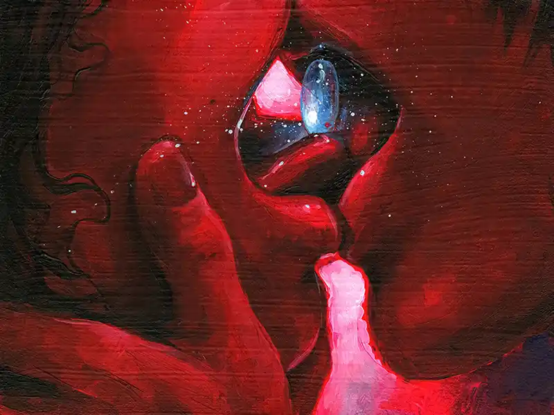 A French red kiss and a blue pill